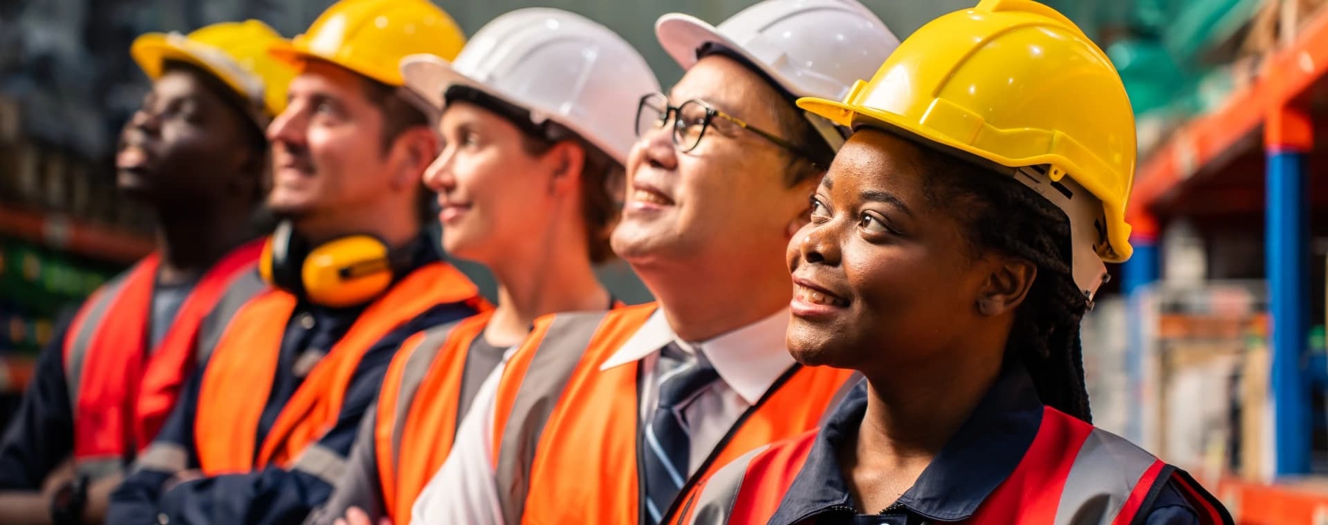 Construction team in safety gear